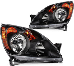 Pair Halogon Headlights Assembly For 2005-2006 Honda CR-V CRV 2.4L Black Amber 6B93BC-57