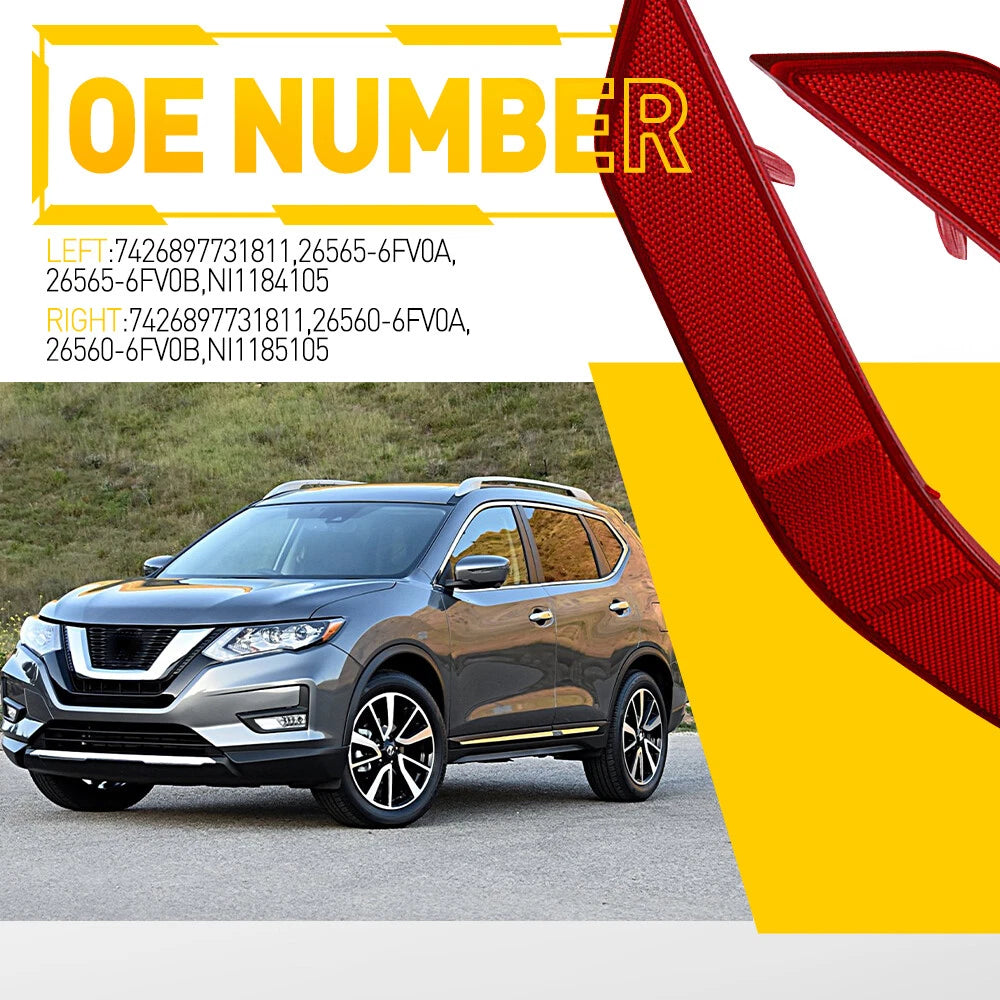 2PCS Rear Bumper Reflector Set Red Lens For 2017-2020 Nissan Rogue LH RH Side EA 6B93BC-57