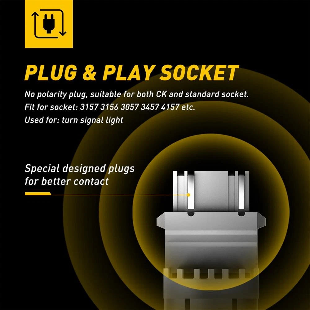 2X AUXITO 3157 4157 LED Amber Yellow Turn Signal Blinker Corner Light bulb 9SMD AUXITO