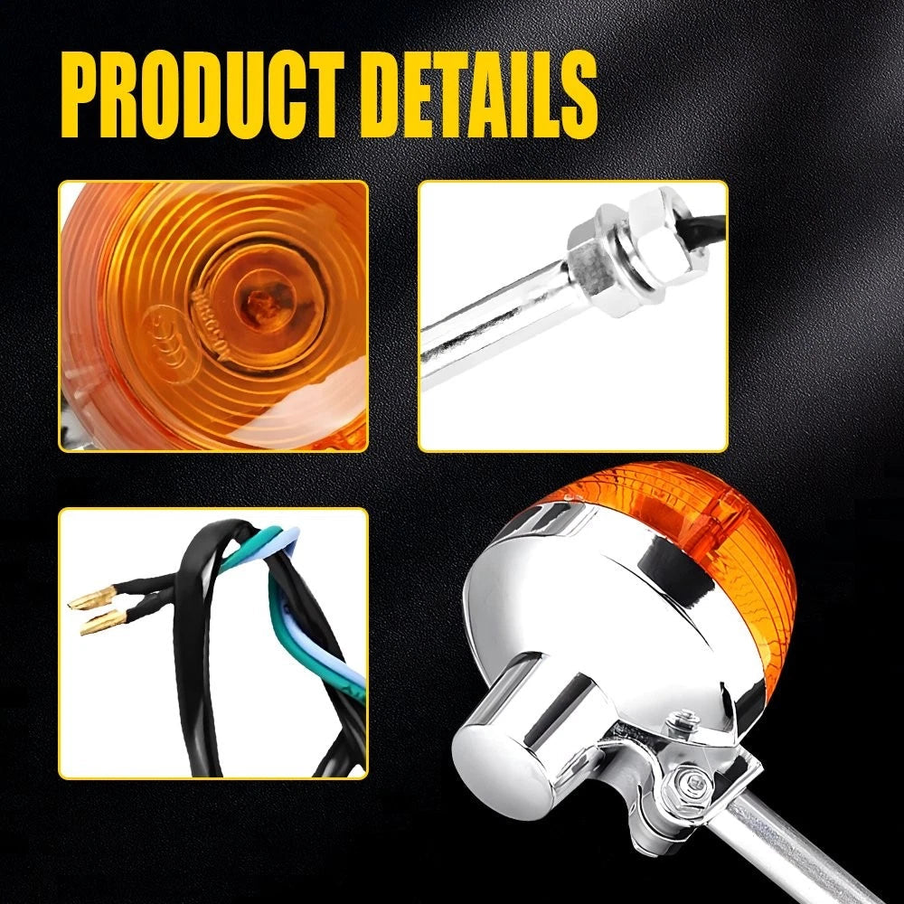 2PC Motorcycle Turn Signal Indicator Amber Blinker Light Mini Lamp Universal EOA 6B93BC-57