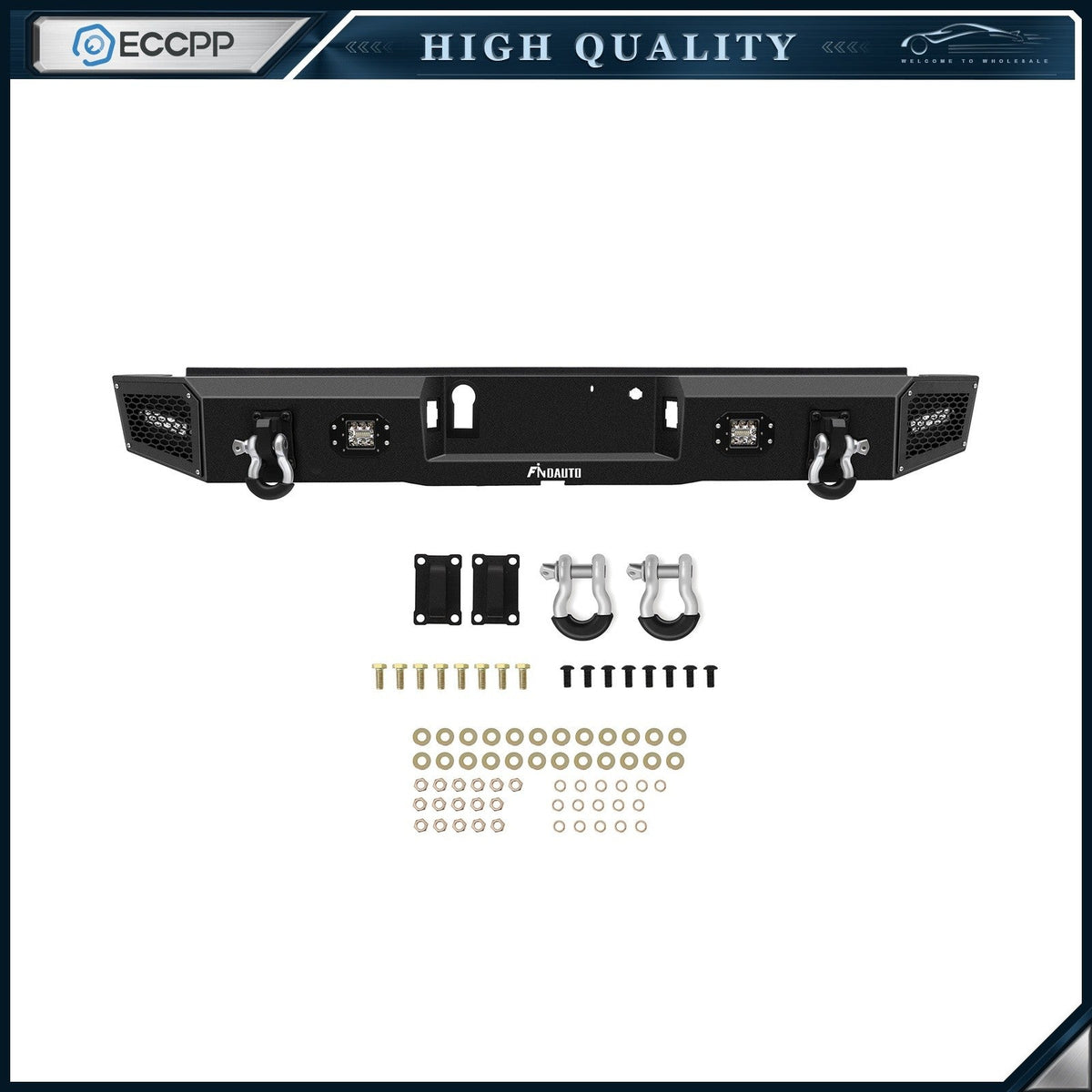 ECCPP Heavy Rear Bumper w/ LED Lights & Winch Plate For 2018 19-2020 Ford F-150 KOEEP