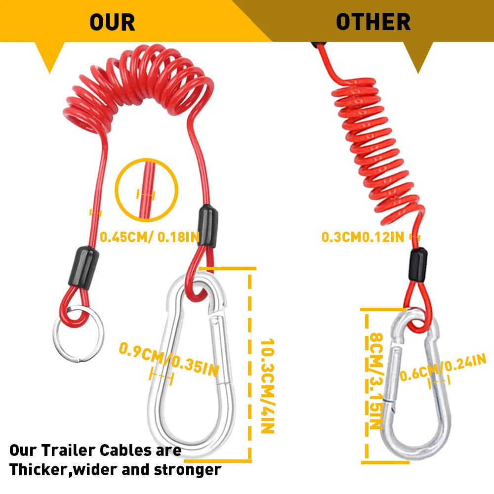 6FT Breakaway Trailer Cable Trailer Safety Spring Rope Coiled Brake Away Cable 6B93BC-57