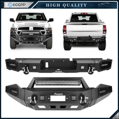 For 2013-2018 Dodge Ram 1500 Front Rear Bumper Guard w/ LED Lights D-rings Steel