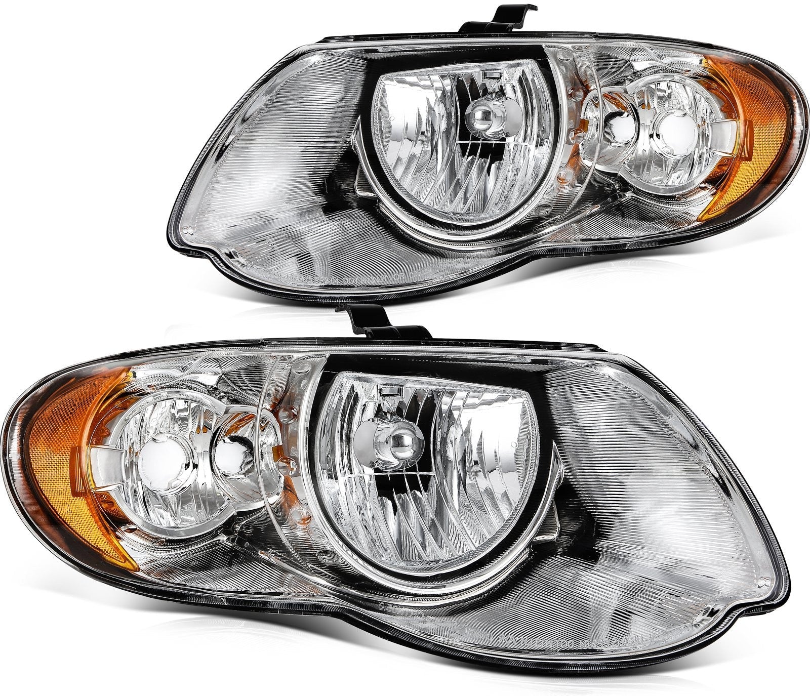 Pair Kit Headlights For 2005-2007 Chrysler Town & Country 3.3L 3.8L Chrome Amber 6B93BC-57