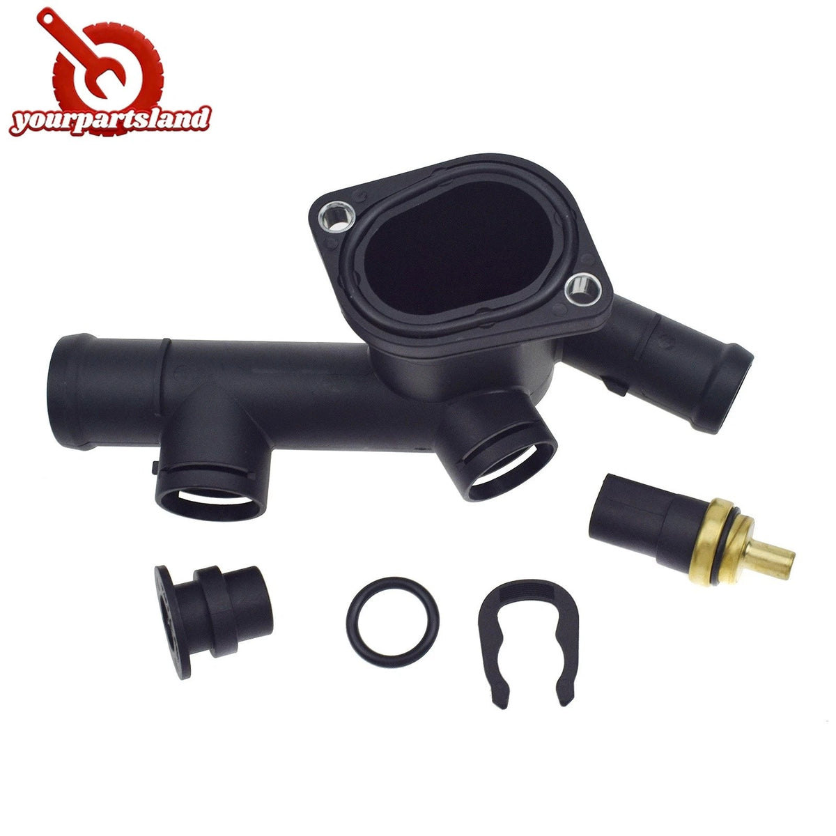 For 98-05 VW BEETLE 2.0L Coolant Hose Flange w/ Sensor 06A121132C, 059 919 501A 6B93BC-57