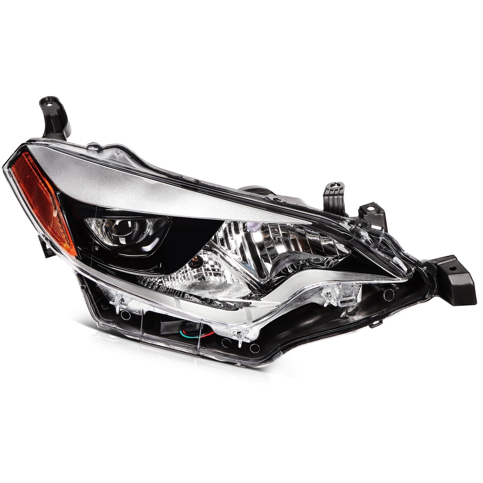 Pair Kit Headlights Assembly For 2014-2016 Toyota For Corolla 1.8L Black Amber 6B93BC-57