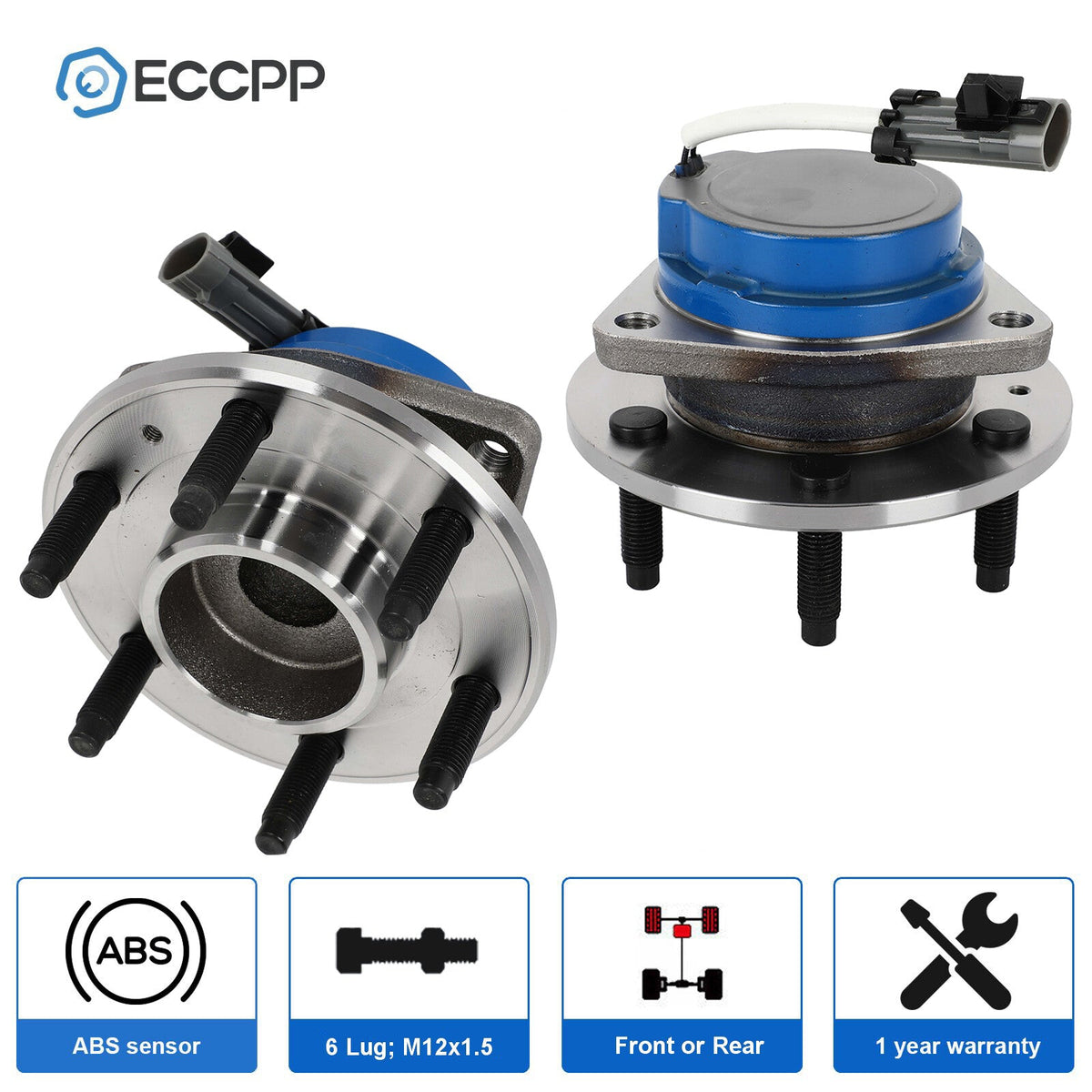 Pair Front Wheel Hub Bearings RWD For Cadillac STS SRX 6-Lug 2005 2006 2007-2009 6B93BC-57