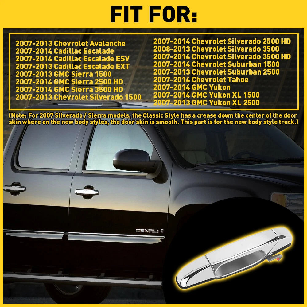 For 2007-2013 Chevy GMC Door Outside Handle Front Passenger Right Side RH Chrome 6B93BC-57
