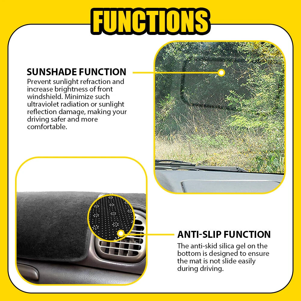 For 1998-01 Dodge Ram 1500 2500 3500 Dashboard Dash Cover Mat Pad Carpet Black A 6B93BC-57