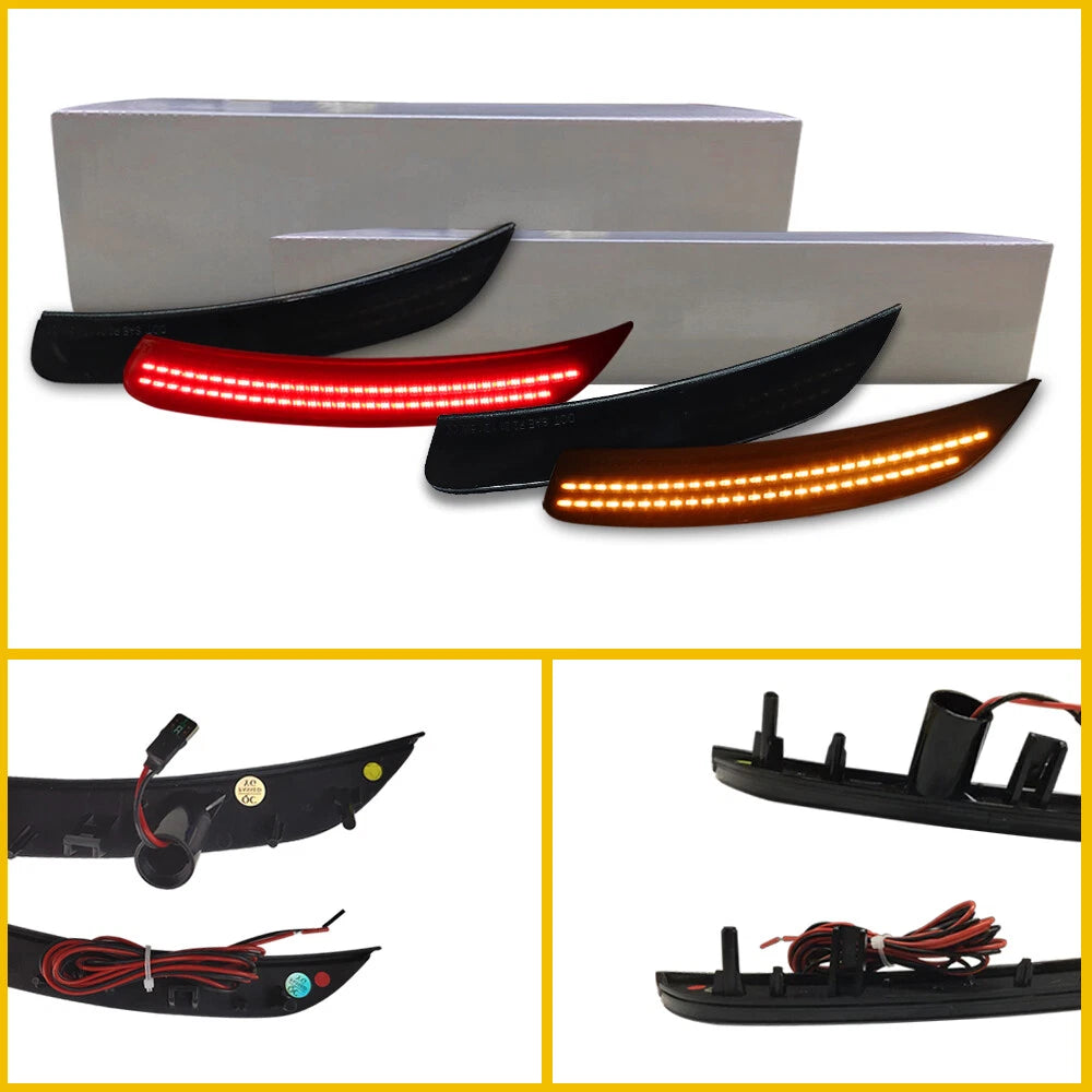 For 2015-2017 Chrysler 200 Front LED Rear Bumper Side Marker Lights Smoked 4PCS 6B93BC-57