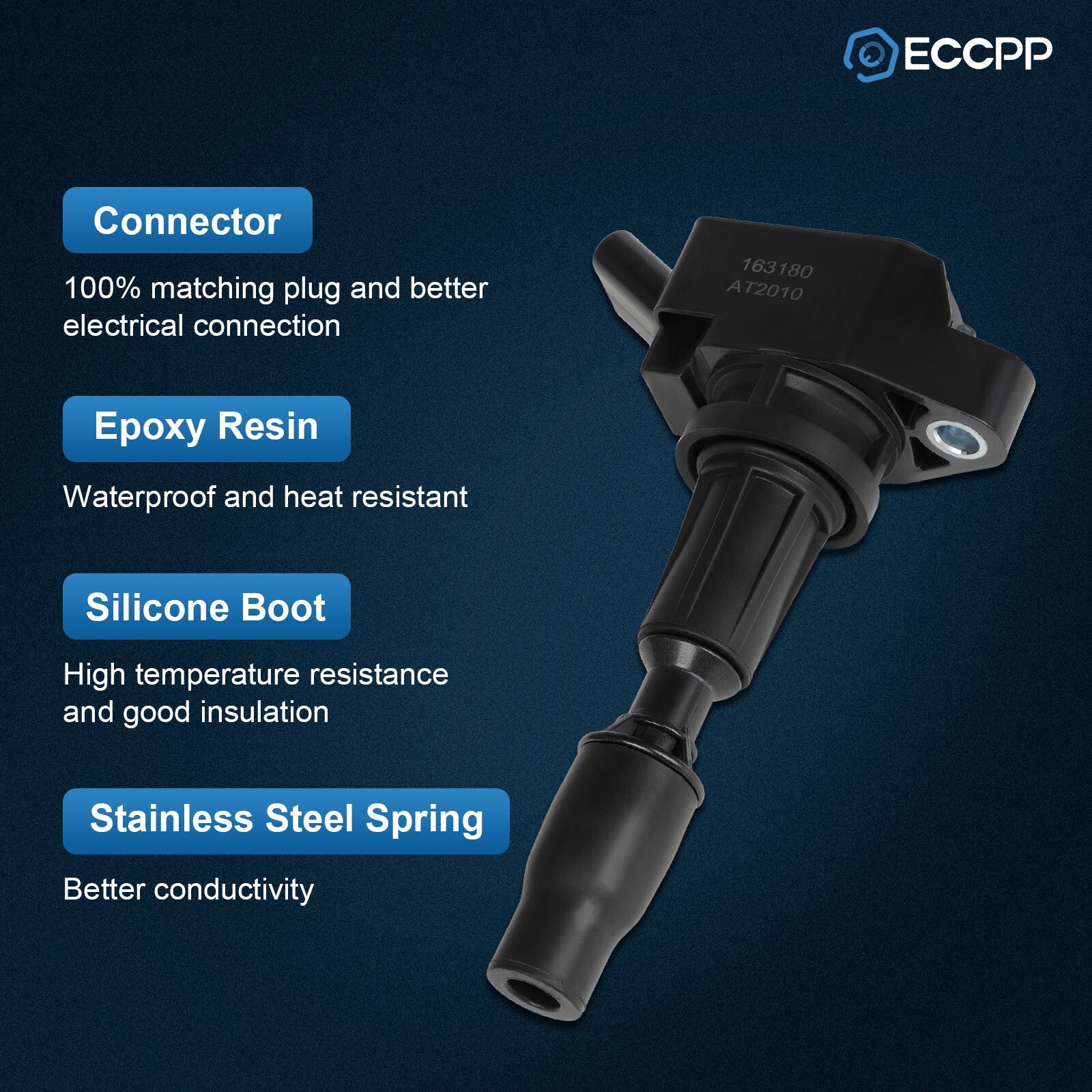 ECCPP 4 Ignition Coil Spark Plug For 16-19 Hyundai Sonata Kia Sorento 2.4L L4 ECCPP