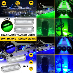 42 LED Green 316 Stainless Steel Underwater Boat Transom Marine Lights Pontoon 6B93BC-57