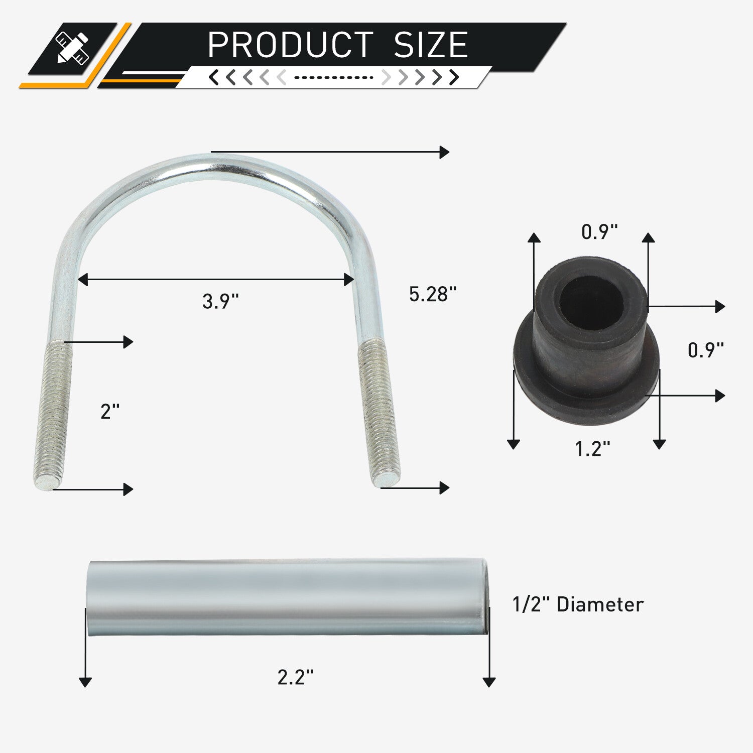 ECCPP Heavy Duty Rear 4-Leaf Springs U-bolt Kit For Club Car DS 1982+ Golf Carts 6B93BC-57