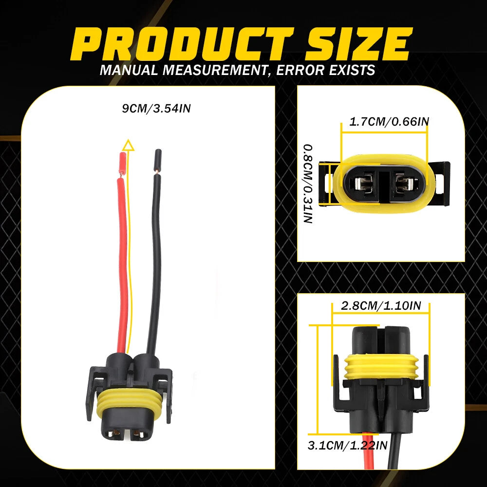 Wire Pigtail Female S H11 Two Harness Head Light Low Beam Socket Connector Plug 6B93BC-57