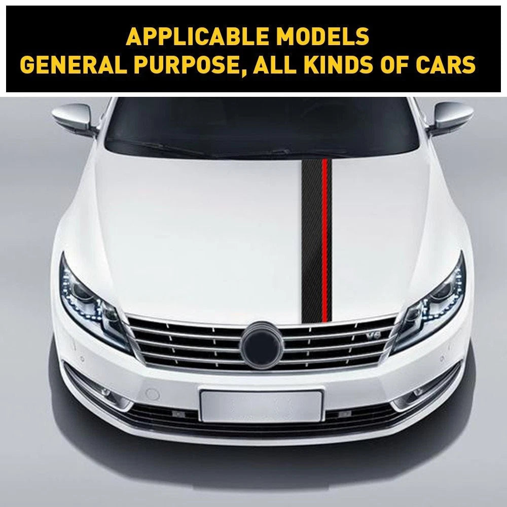 Universal Rally Car Racing Stripes Front Hood 5D Carbon Fiber Decal Wrap Sticker 6B93BC-57