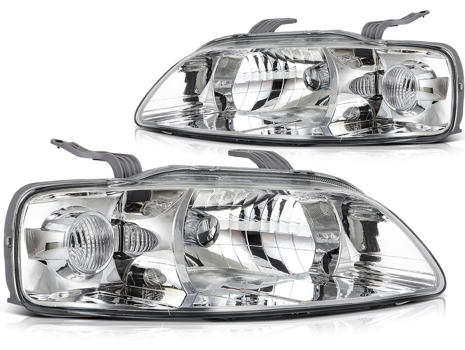 ECCPP Headlights Assembly For Chevrolet Aveo 1.6L 2004-2006 Pair Kit Chrome KOEEP