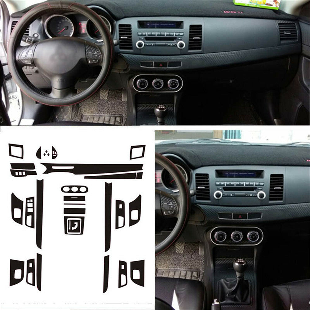 Interior Center Console Carbon Fiber Molding Sticker Decals For Mitsubishi EX