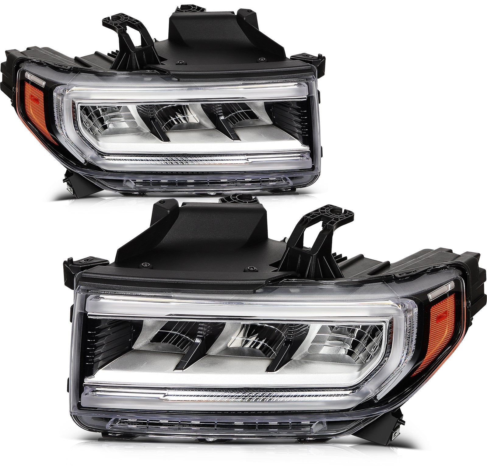 ECCPP LED Headlights Assembly For GMC Acadia 2020-2023 Pair Kit Black Amber 6B93BC-57