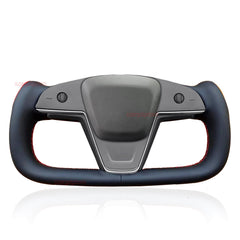 Black& Orange Leather Steering Wheel Stitch Wrap Cover For Tesla Model X S 21-23