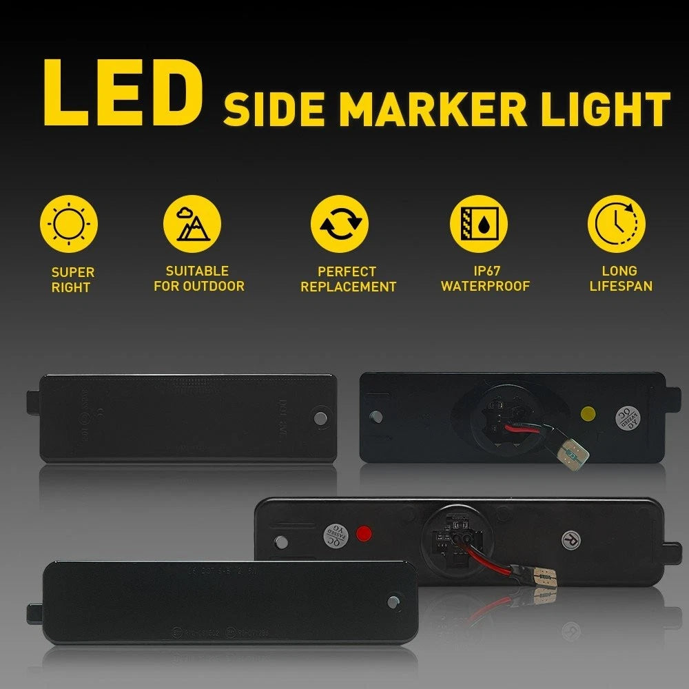 Fits 1998-2002 Pontiac Firebird Rear Front LED Side Marker Lights Bumper Smoked 6B93BC-57