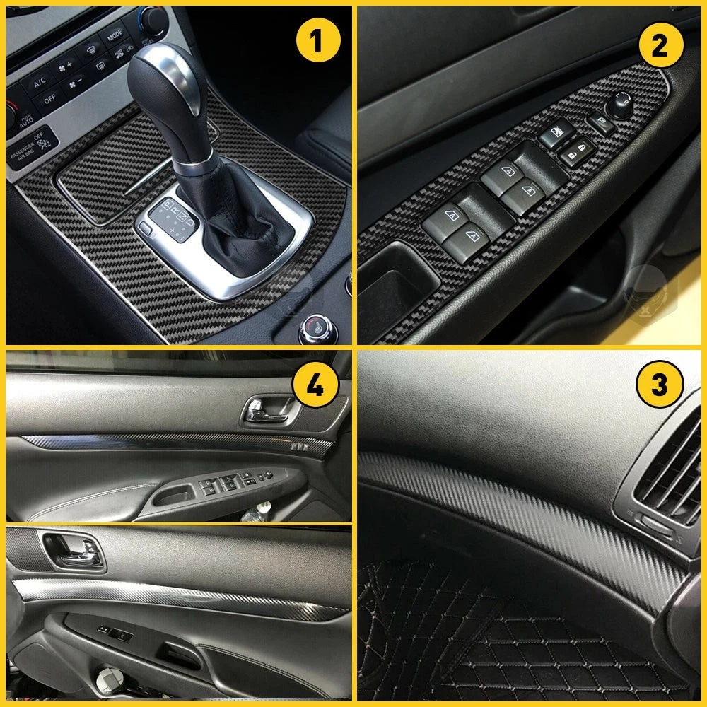 For Infiniti G25 G37 4 Doors 3D Carbon Fiber Pattern Interior DIY Trim Decal EOA 6B93BC-57