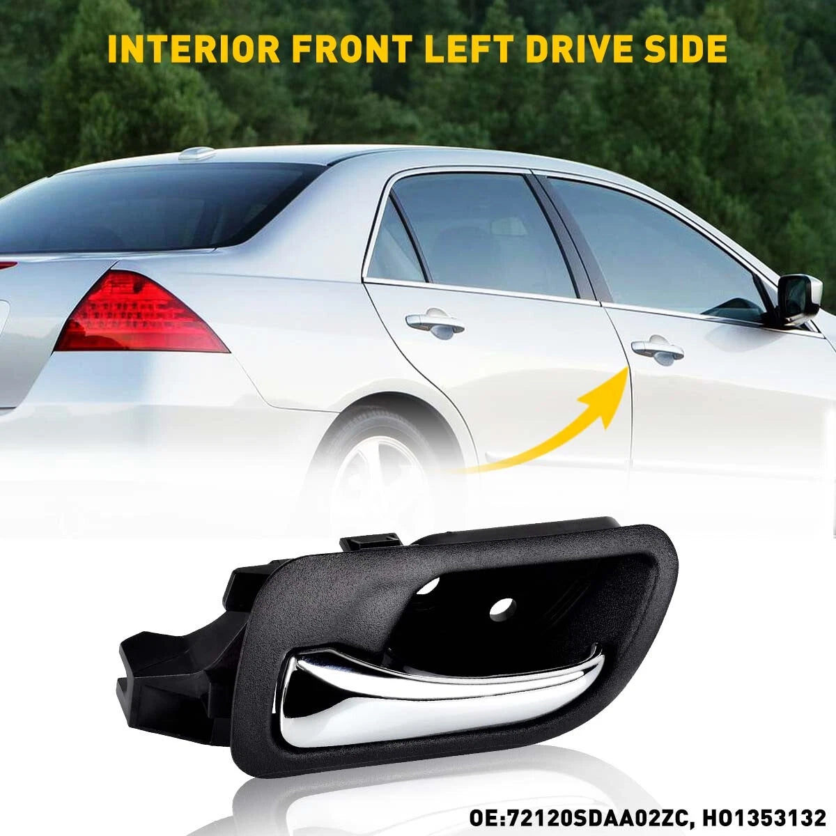 Car Interior Door Pull Front Handle Right Black For 2003-2007 Honda Accord 6B93BC-57