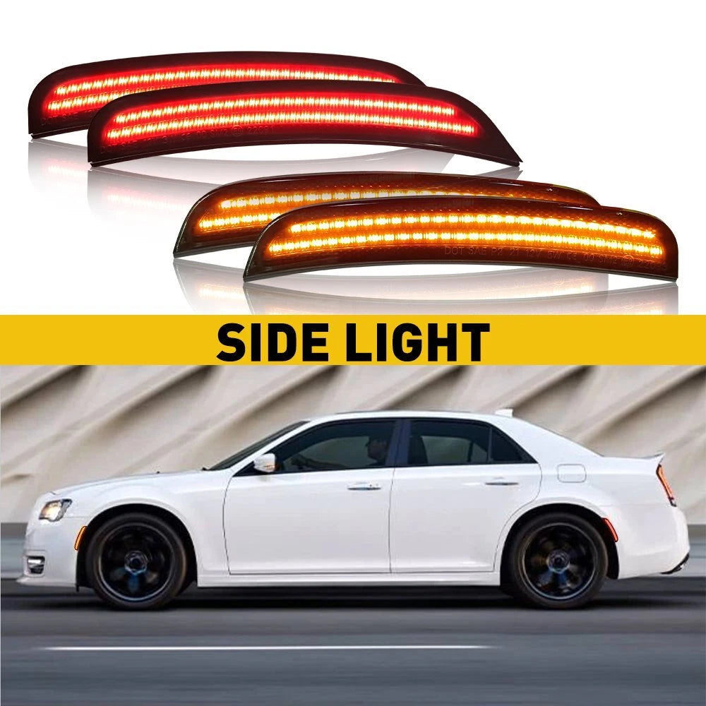 For 2015-21 Chrysler 300 Rear Front LED Side Fender Lights Marker Smoked Lamp B 6B93BC-57