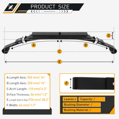 ECCPP Heavy Duty Rear 4-Leaf Springs U-bolt Kit For Club Car DS 1982+ Golf Carts 6B93BC-57
