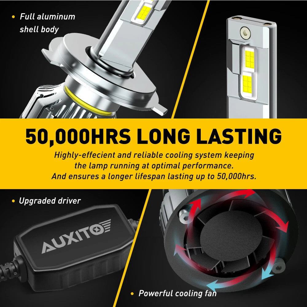 AUXITO H4 9003 LED Headlight Bulbs Hi Low Beam Conversion Kit 6500K White Canbus AUXITO