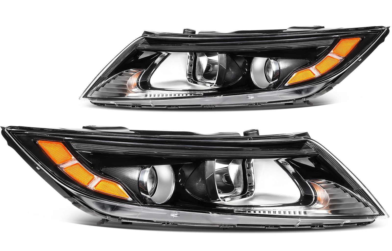 Pair Kit Headlights Assembly For 2011-2013 Kia Optima 2.0L 2.4L Black Amber 6B93BC-57