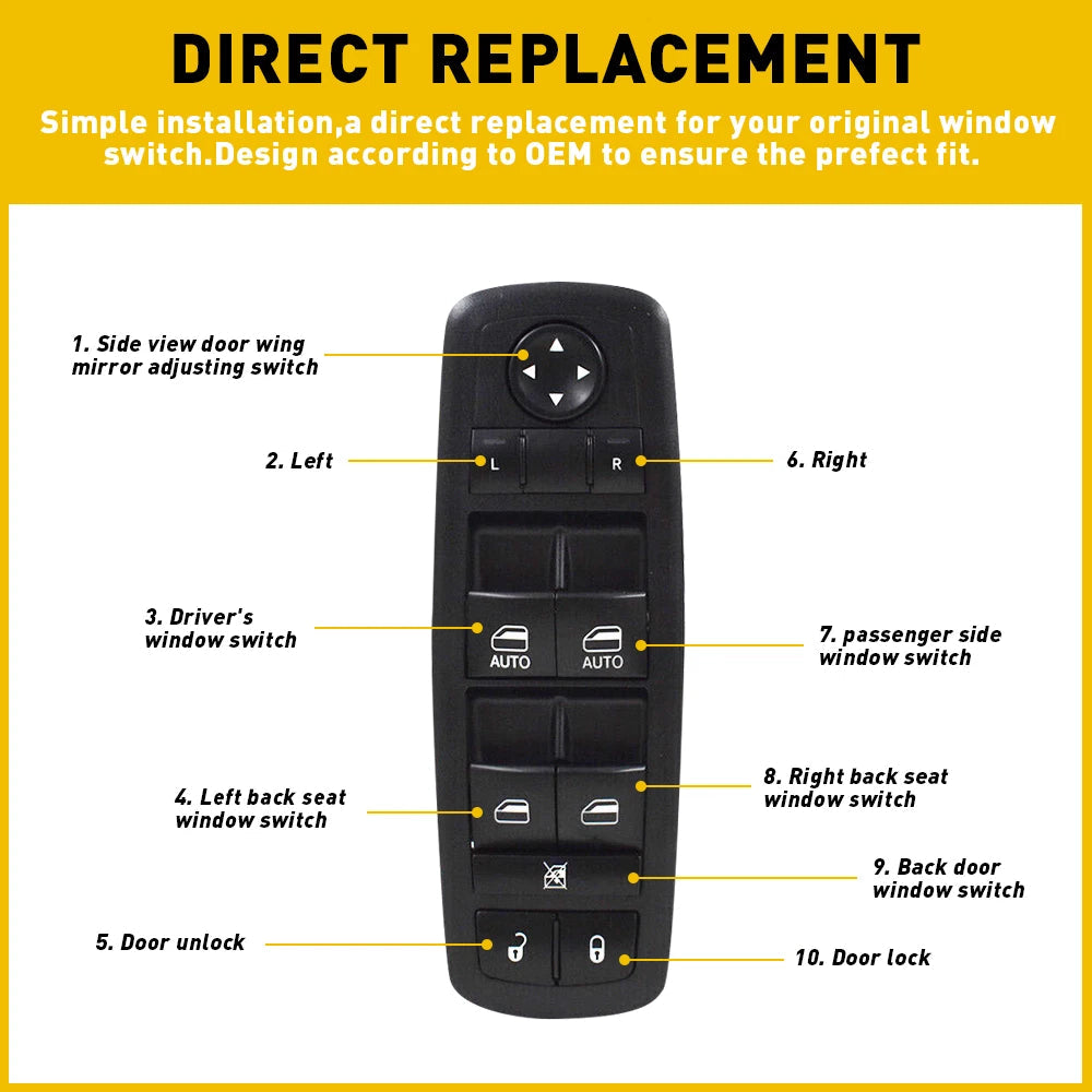 For 11 12 13 Jeep Grand Cherokee Durangp Dodge Car Power Master Window Switch EA 6B93BC-57