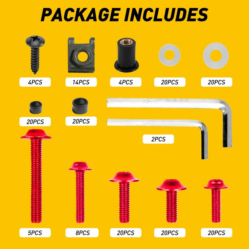 Red Complete Black Fairing Bolt Kit Body Screws Motorcycle replacement Part EOA 6B93BC-57