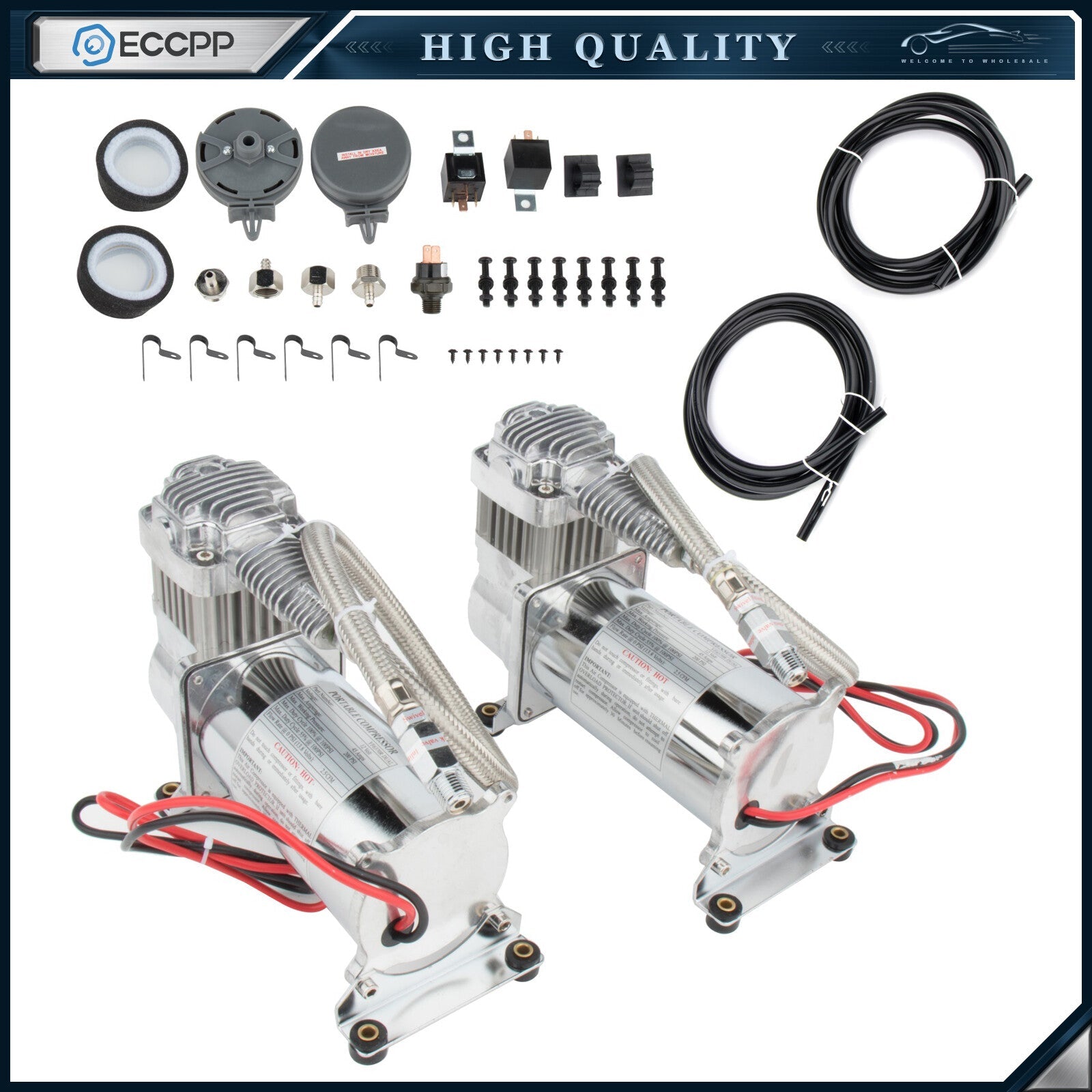 2 Pcs 12v 200 PSI Air Compressor Kit For Train Horns Bag Suspension KOEEP