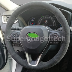 Black&Hole Suede Leather Steering Wheel Stitch on Wrap Cover For Toyota Camry
