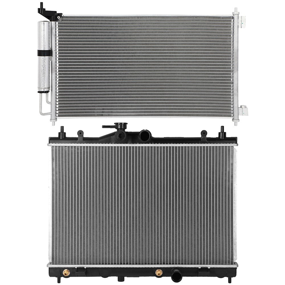 Aluminum Radiator & AC Condenser Cooling Kit For 07-12 Nissan Versa 6B93BC-57