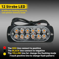 4PCS 12LED Amber Truck Flashing Car Beacon Warning Hazard Strobe Flash Light Bar 6B93BC-57