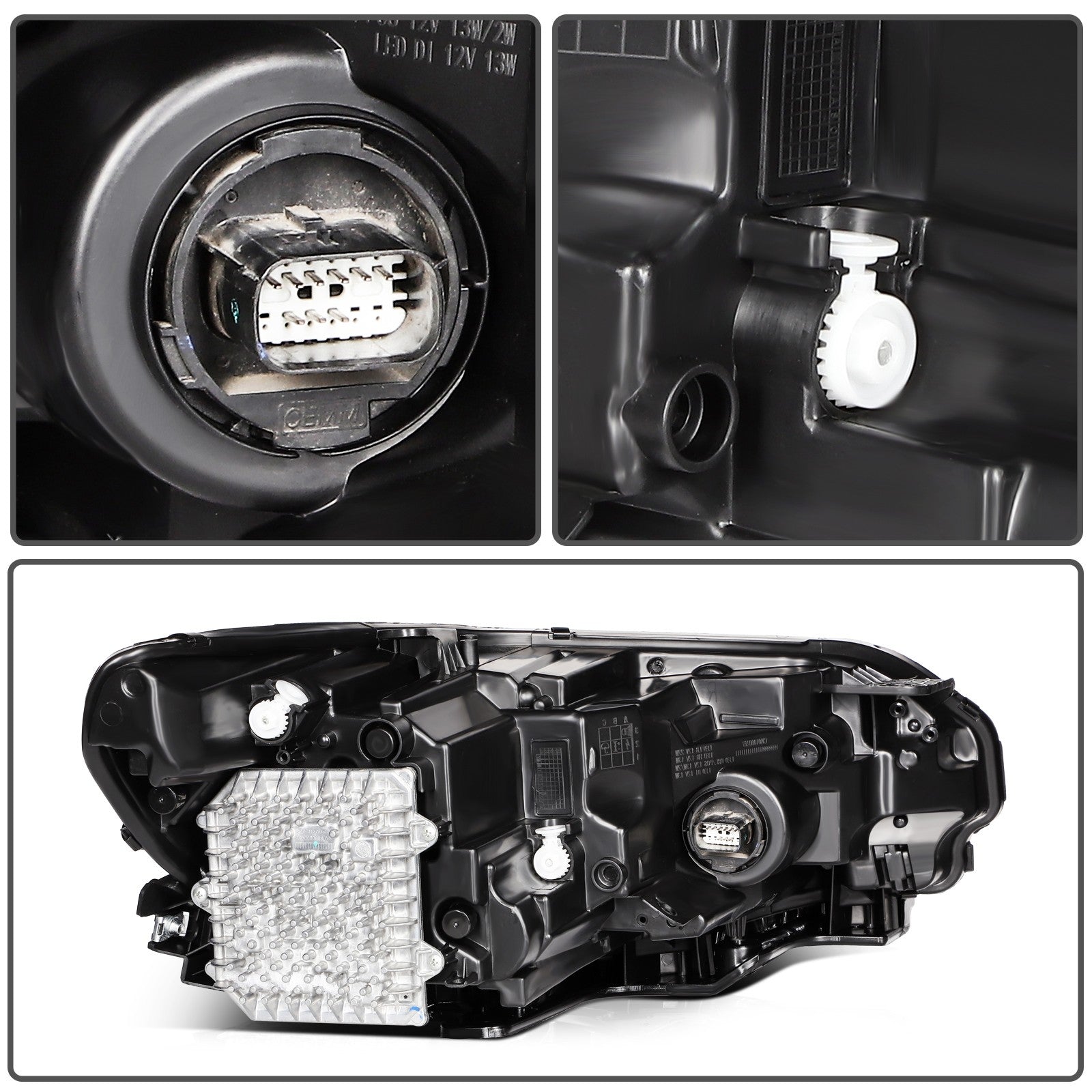 Headlight Assembly Driver Side For 2023-2019 Jeep Cherokee Black Housing 6B93BC-57