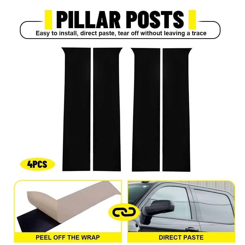 4PCS Glossy Black Door Pillar Post Cover Kit For 2014 15-2018 Silverado Sierra A 6B93BC-57