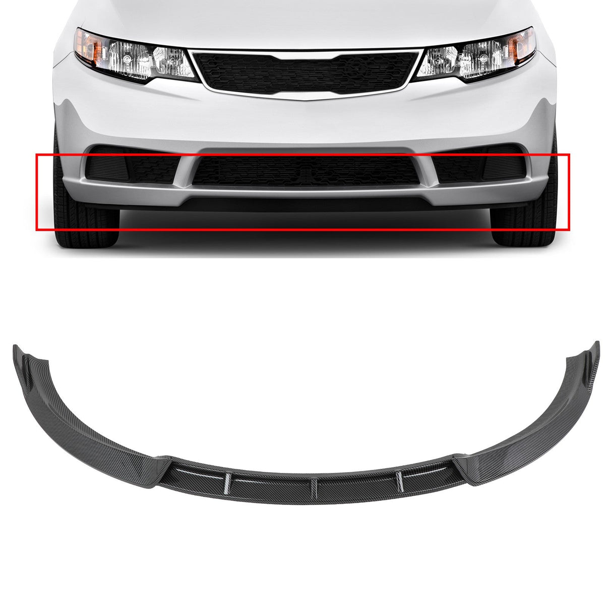 Carbon Look Fits 2010-2013 Kia Forte Forte5 Front Bumper Lip Spoiler 6B93BC-57