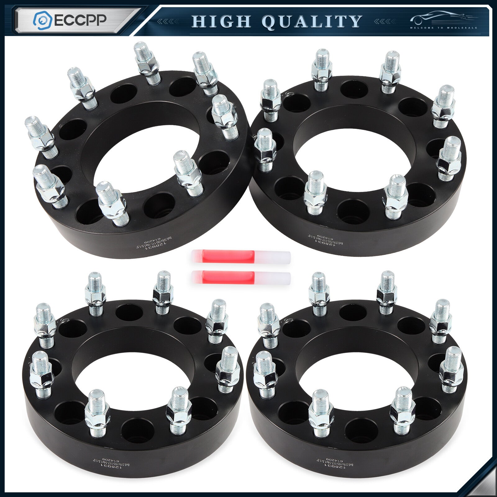 4Pc 1.5" 8x6.5 to 8x180 Wheel Adapters 14x1.5 For Chevy 8x165.1 Convert to 8x180 6B93BC-57