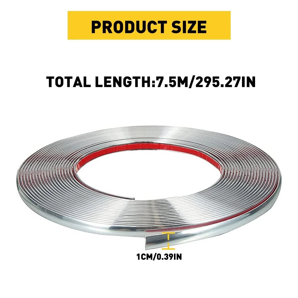 25ft Chrome Molding Trim Wide Automotive Trunk Body Side Bumper Strip Decor EOA 6B93BC-57
