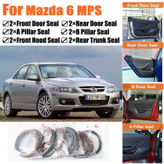 Door Rubber Seal Strips Weather Draft Wind Noise Reduction Kit For Mazda 6 MPS