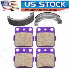 F + R 2 Pairs Brake Pads and 1 Pair Brake Shoes For Honda TRX250EX Carbon Fiber 6B93BC-57