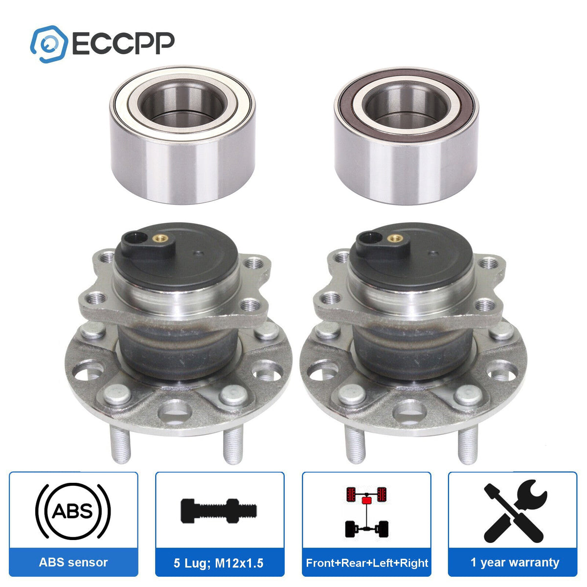 4Pcs Front & Rear Wheel Hub Bearings FWD For Jeep Patriot Compass 2007-2017 2014 KOEEP
