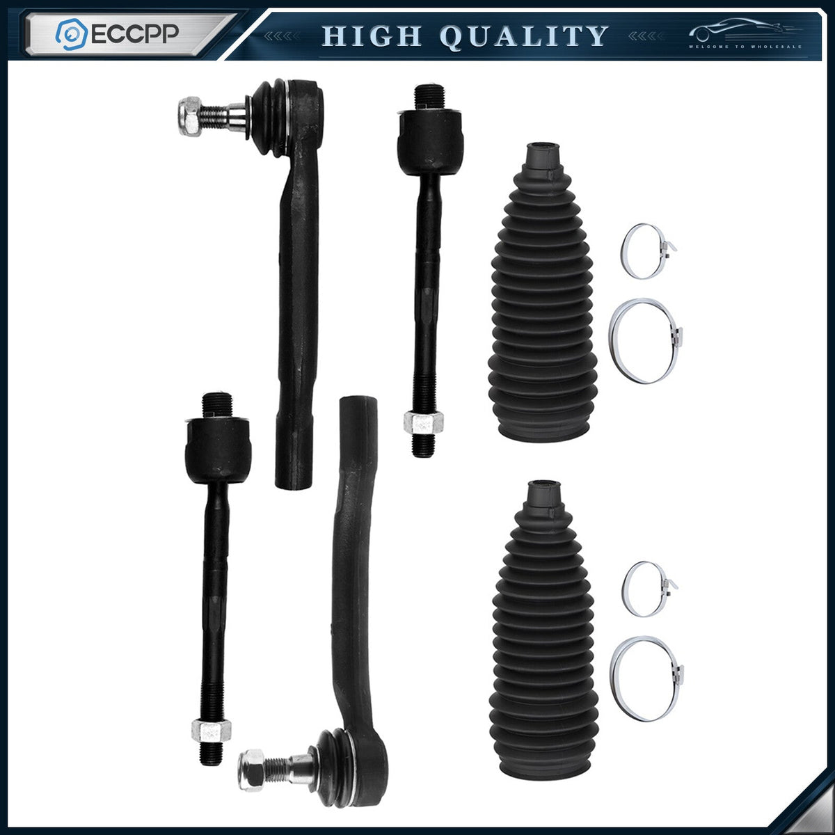Front Tie Rod End Link Rack and Pinion Bellow For 2003-06 Acura MDX Honda Pilot 6B93BC-57