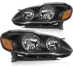 ECCPP Headlights Assembly For Toyota For Corolla 1.8L 2003-208 Pair Black Amber 6B93BC-57