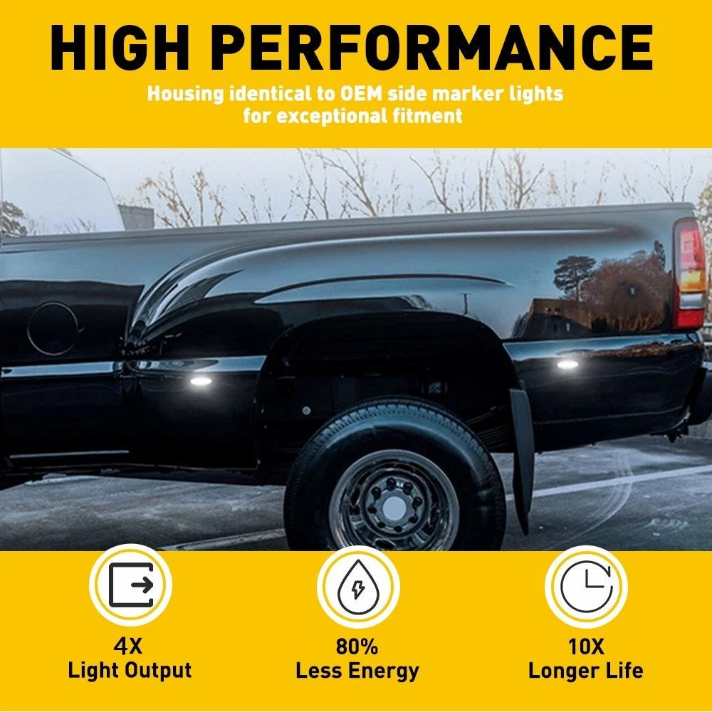 Side Fender Marker Dually Bed LED Light For 2001-14 Chevy Silverado GMC Sierra A 6B93BC-57