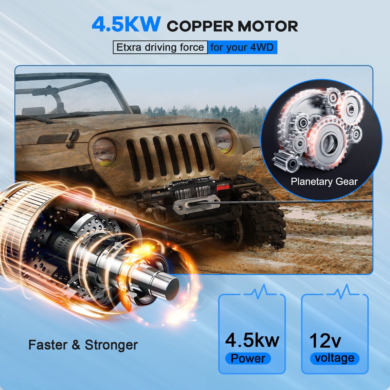 ECCPP 12V 12000LBS Electric Winch Steel Cable Truck Trailer Towing Off Road 4WD 6B93BC-57
