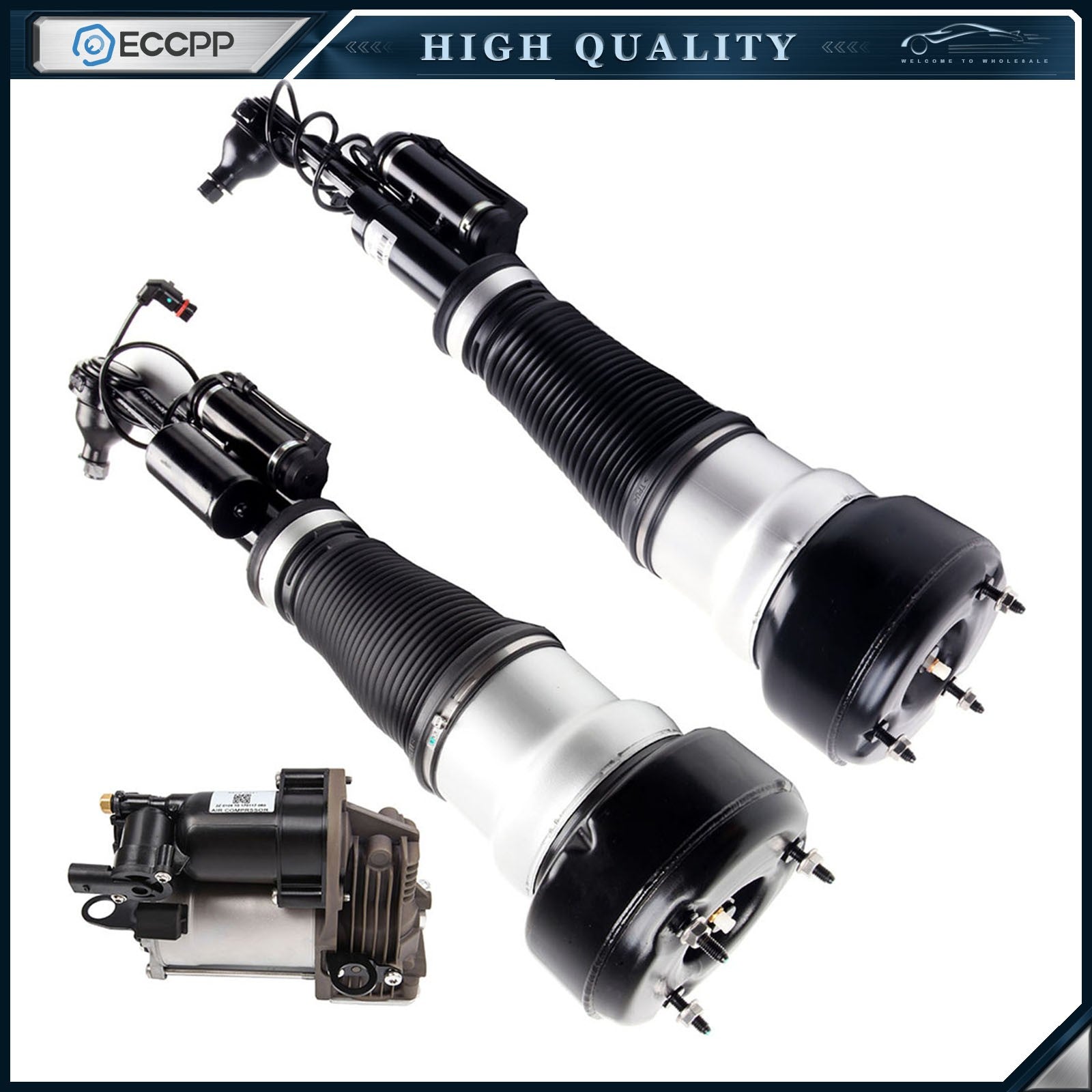 3PCS Front Air Suspension Struts & Compressor For 4Matic Mercedes W221 S500 S550 6B93BC-57