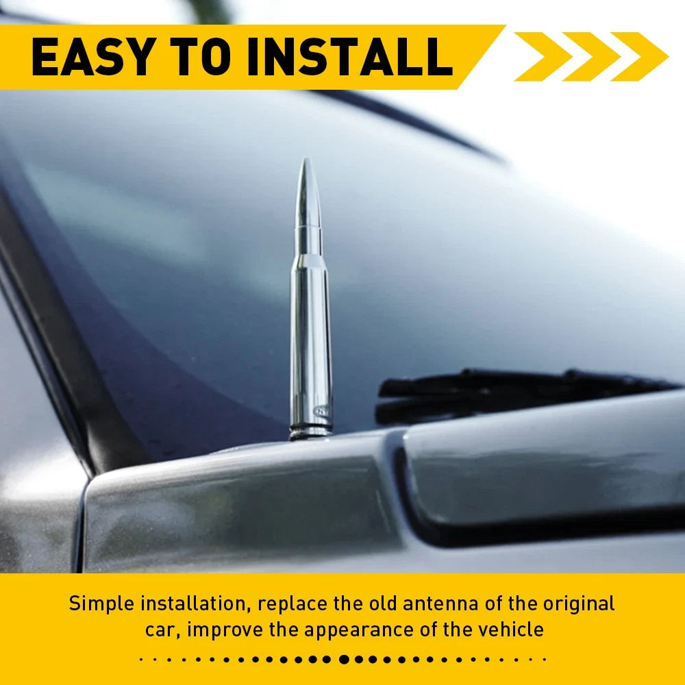 BULLET ANTENNA 50 CAL SILVER for CHEVY GMC TRUCK SUV SILVERADO SIERRA DENALI EOA 6B93BC-57